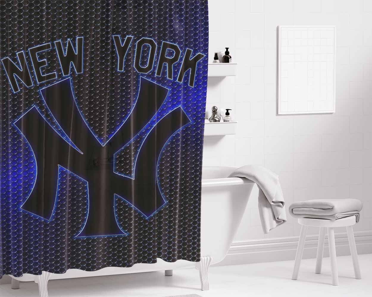 Yankees Newyork Gl Bathroom Shower Curtain Fabric Waterproof | 66 X 72 Inch