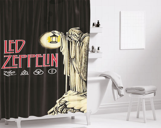 Personalized Led Zeppelin The Darkness Logo Shower Curtain Farmhouse Bathroom Decor