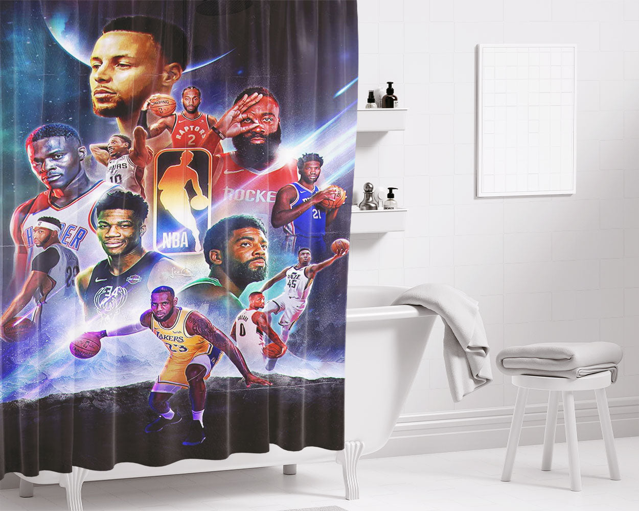 Legend Nba Players Avengers Like Bathroom Shower Curtain Fabric Waterproof | 66 X 72 Inch