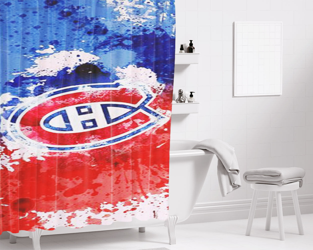 Logo Montreal Canadiens Bathroom Shower Curtain Fabric Waterproof | 66 X 72 Inch