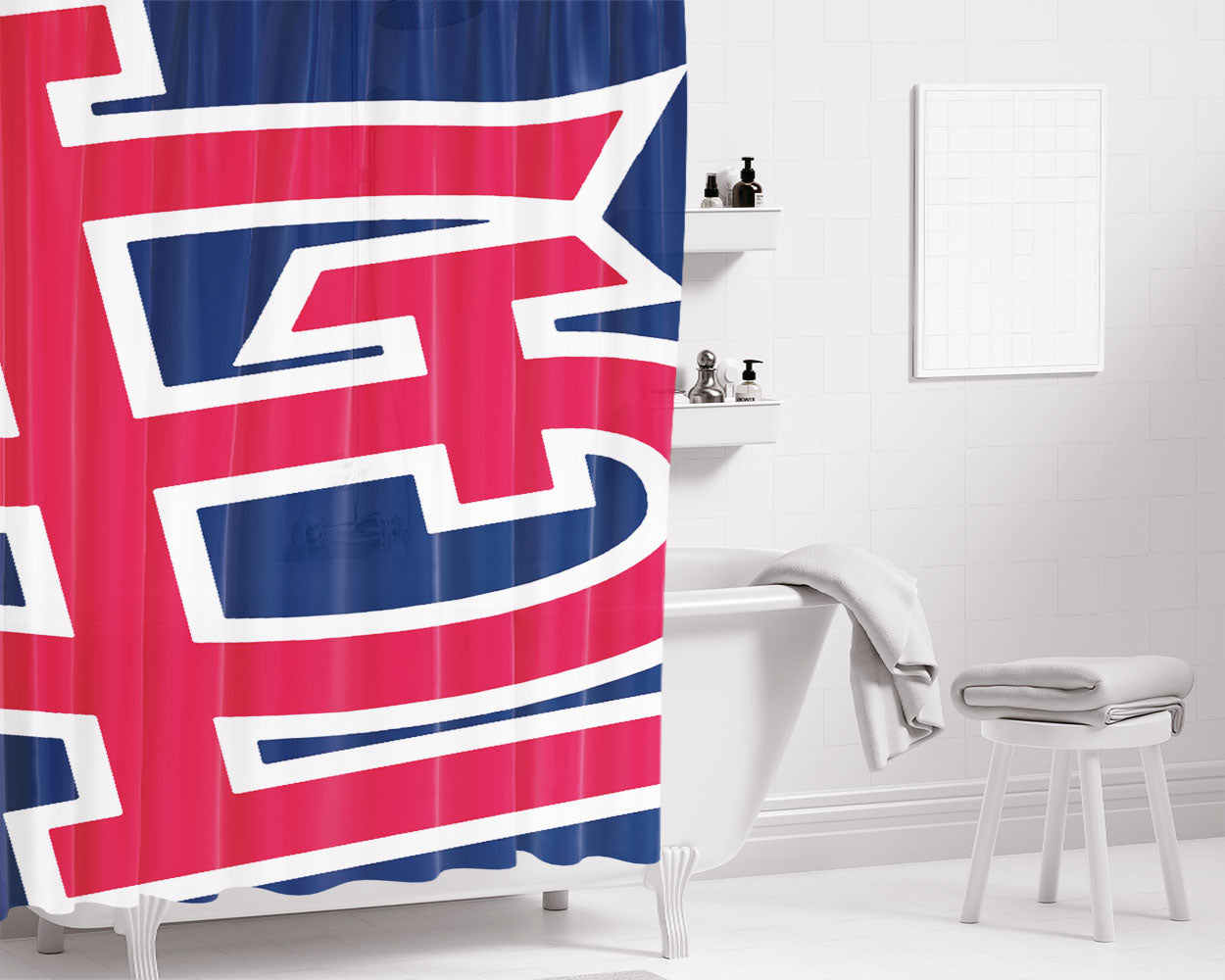 Logo St Louis Cardinals Bathroom Shower Curtain Fabric Waterproof | 66 X 72 Inch