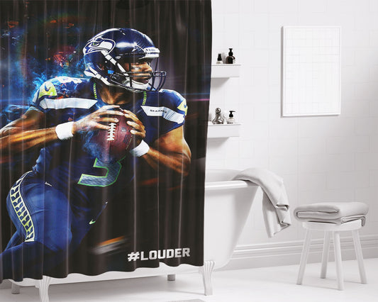 Personalized Louder 3 Nfl Football Shower Curtain Farmhouse Bathroom Decor