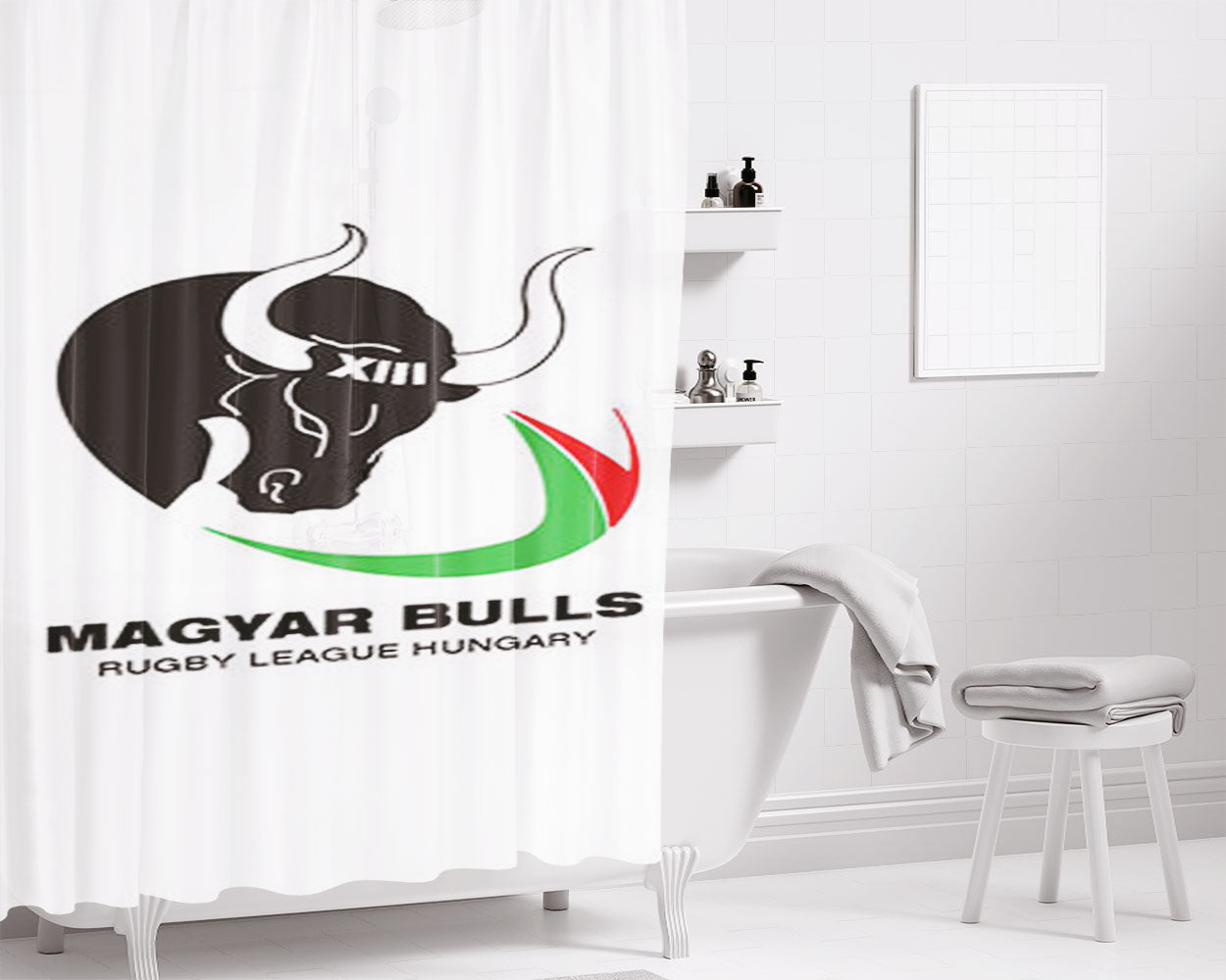 Magyar Bulls Rugby League Hungary Logo Bathroom Shower Curtain Fabric Waterproof | 66 X 72 Inch