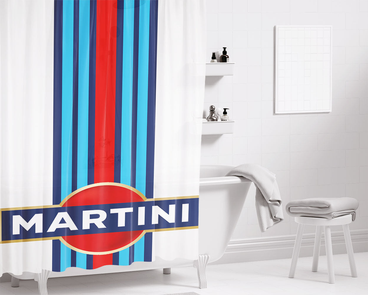 Martini Porsche Car Wallpaper Logo Bathroom Shower Curtain Fabric Waterproof | 66 X 72 Inch
