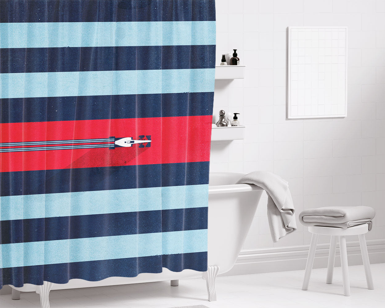 Martini Porsche Sport Car Super Formula 1 Bathroom Shower Curtain Fabric Waterproof | 66 X 72 Inch