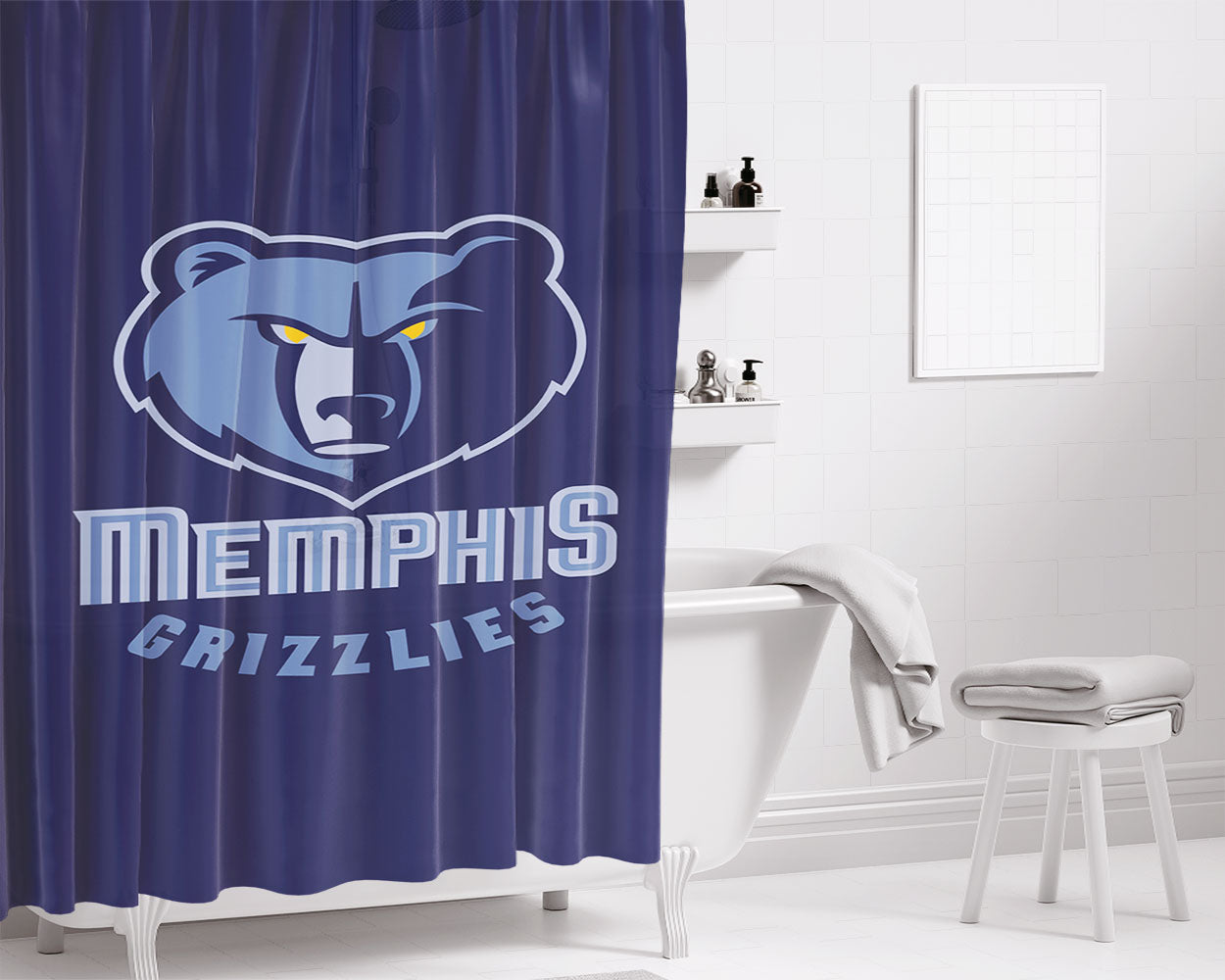Memphis Grizzlies 4 Bathroom Shower Curtain Fabric Waterproof | 66 X 72 Inch