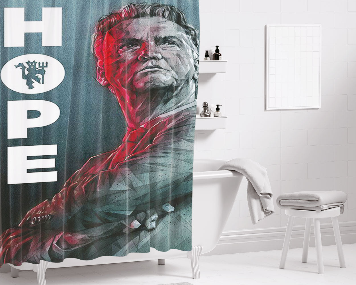 Menchester United Coach Bathroom Shower Curtain Fabric Waterproof | 66 X 72 Inch