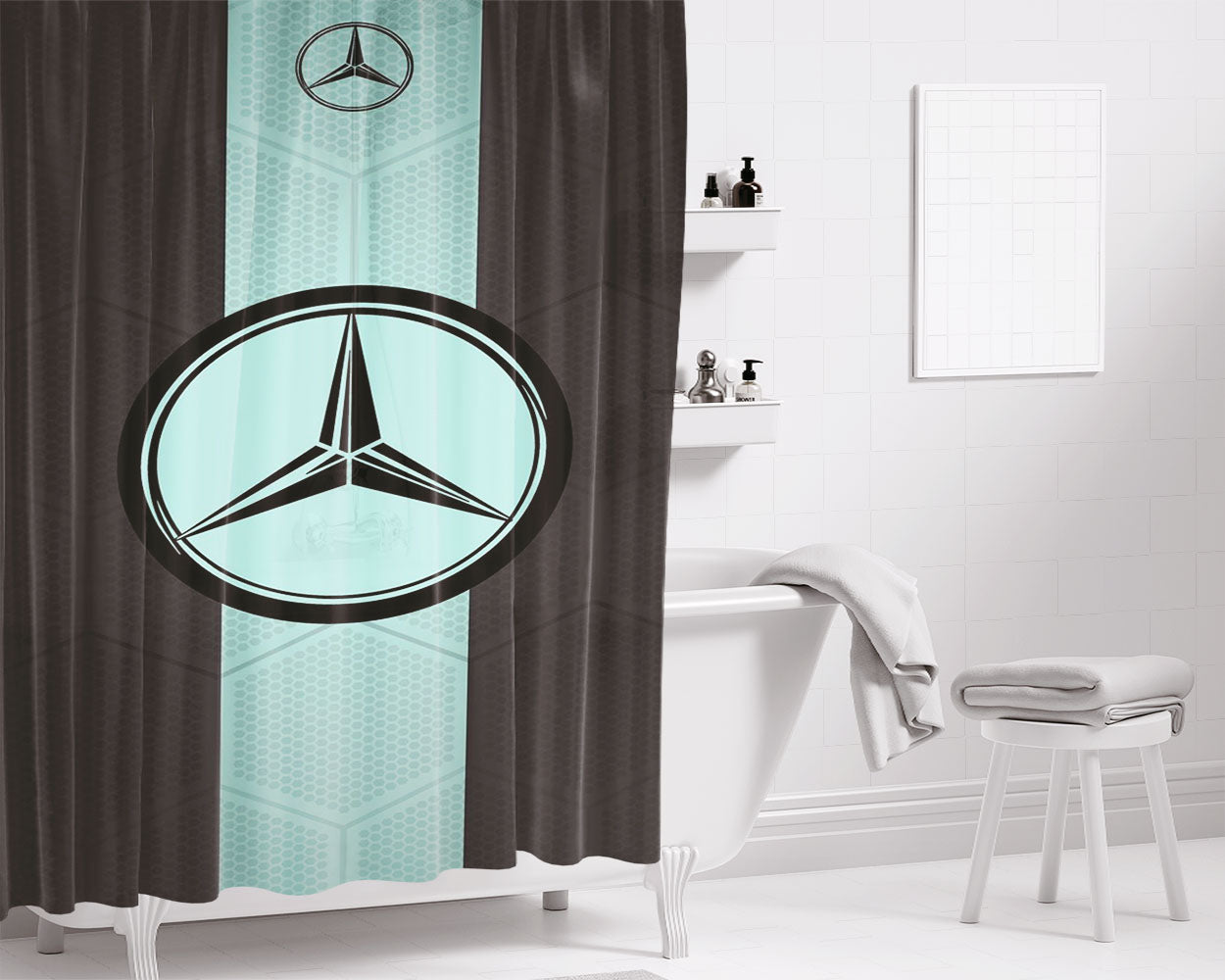 Mercedes Benz Sls Amg Bathroom Shower Curtain Fabric Waterproof | 66 X 72 Inch