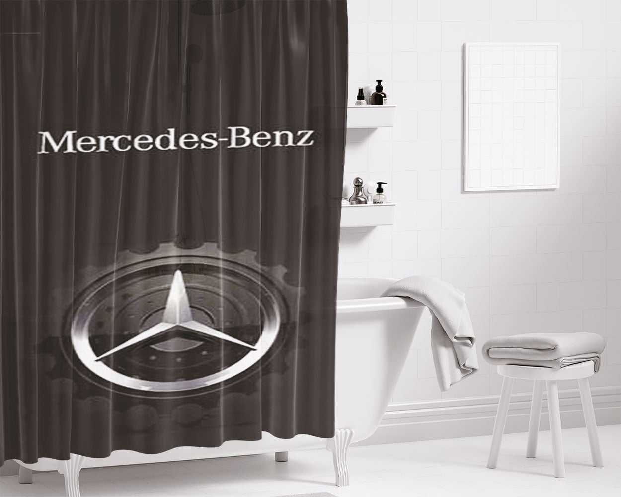 Mercedes Benz Bathroom Shower Curtain Fabric Waterproof | 66 X 72 Inch