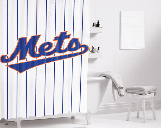 Personalized Mets Baseball Los Angeles Club Shower Curtain Farmhouse Bathroom Decor