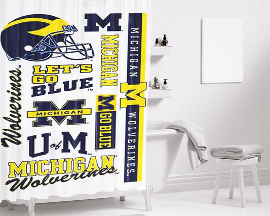 Personalized Michigan Wolverines Team Shower Curtain Farmhouse Bathroom Decor