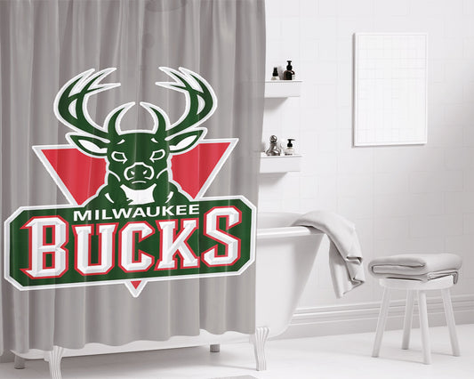 Personalized Milwaikee Bucks Basketball Shower Curtain Farmhouse Bathroom Decor