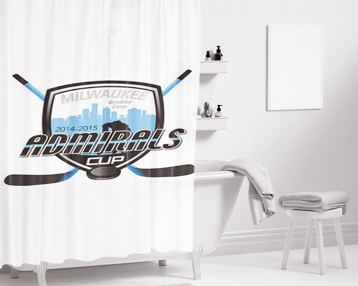 Milwaukee Admirals Hockey Logo Bathroom Shower Curtain Fabric Waterproof | 66 X 72 Inch
