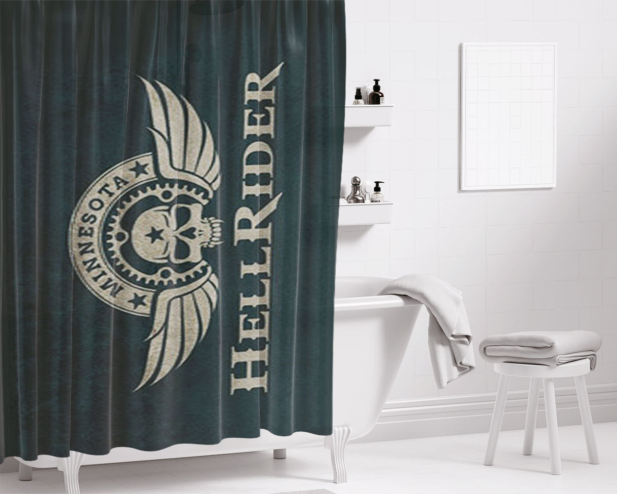 Minnesota Hell Rider Bathroom Shower Curtain Fabric Waterproof | 66 X 72 Inch