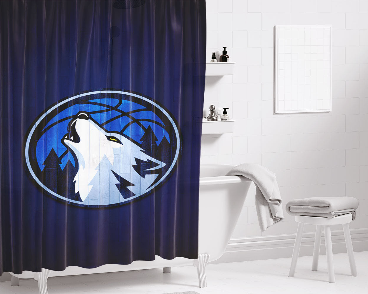 Minnesota Timberwolves Hardwood Bathroom Shower Curtain Fabric Waterproof | 66 X 72 Inch