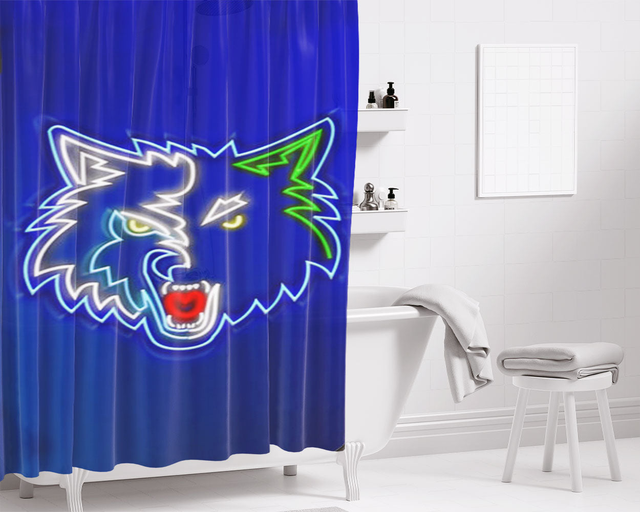 Minnesota Timberwolves Icon Bathroom Shower Curtain Fabric Waterproof | 66 X 72 Inch