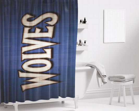 Personalized Minnesota Timberwolves Text Shower Curtain Farmhouse Bathroom Decor