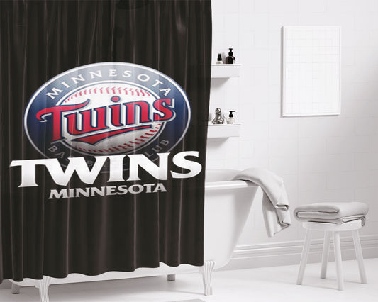 Personalized Minnesota Twins Baseball Logo Shower Curtain Farmhouse Bathroom Decor