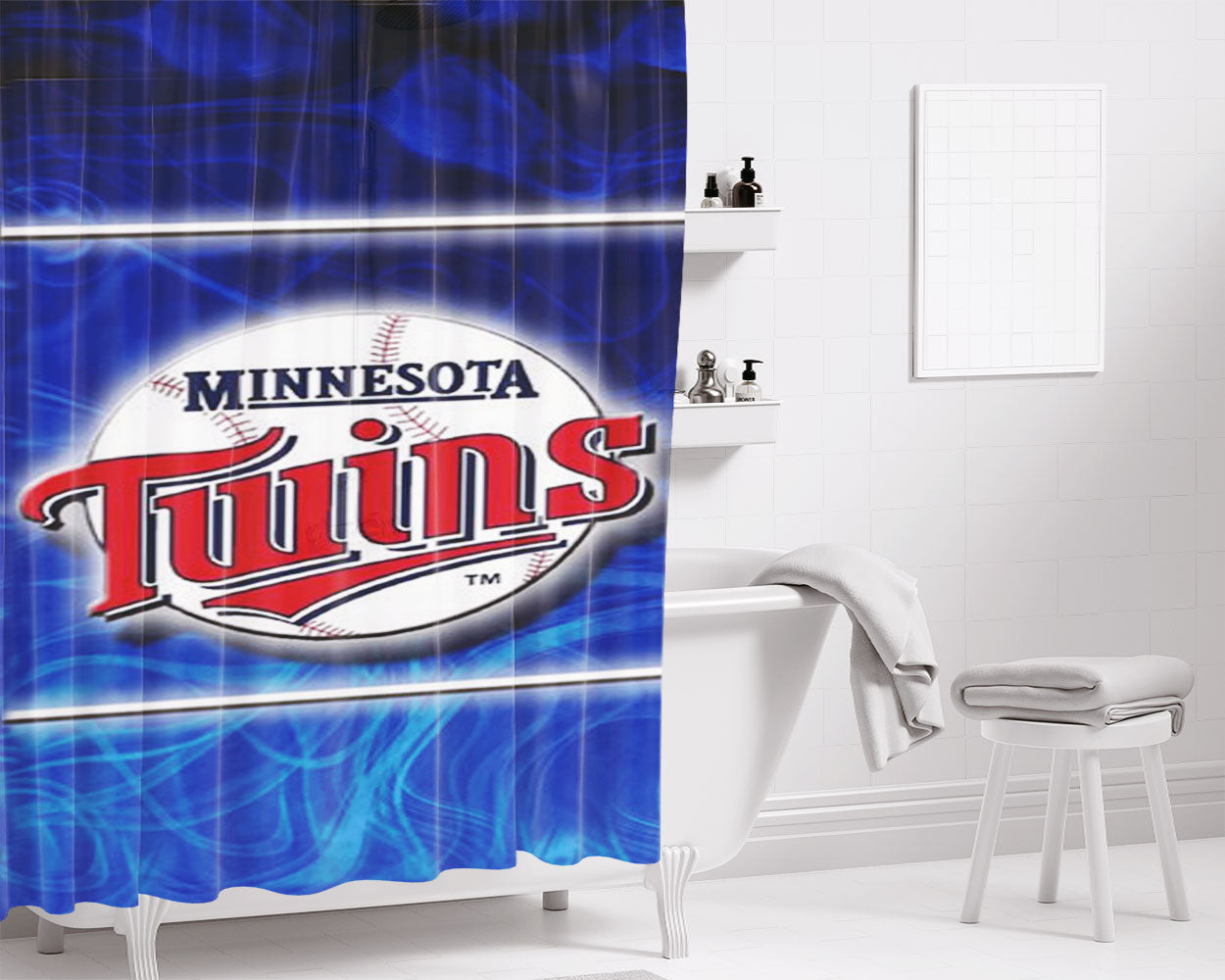 Minnesota Twins Design Bathroom Shower Curtain Fabric Waterproof | 66 X 72 Inch