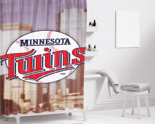 Personalized Minnesota Twins In City Shower Curtain Farmhouse Bathroom Decor