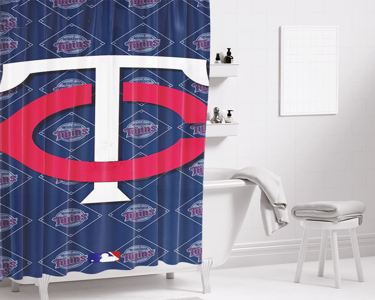 Minnesota Twins Mlb Bathroom Shower Curtain Fabric Waterproof | 66 X 72 Inch