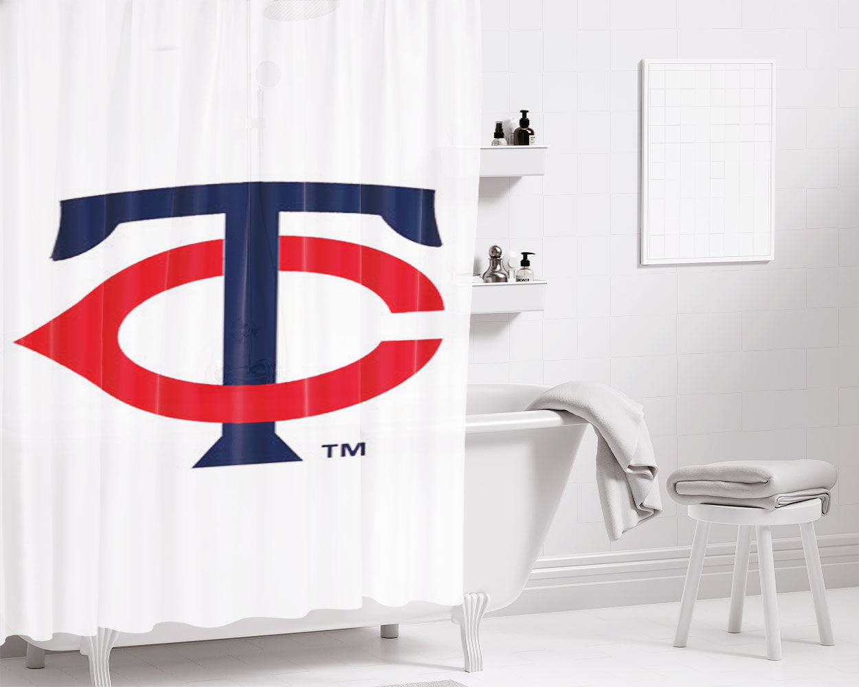 Minnesota Twins Symbol Bathroom Shower Curtain Fabric Waterproof | 66 X 72 Inch