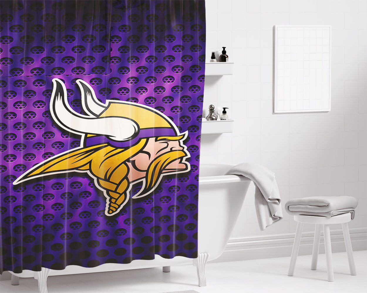 Minnesota Vikings 1 Bathroom Shower Curtain Fabric Waterproof | 66 X 72 Inch