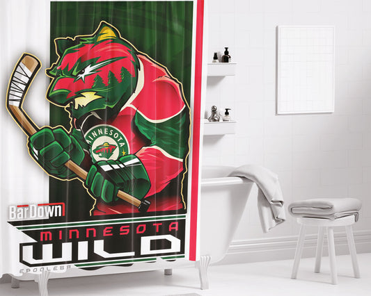 Personalized Minnesota Wild Hockey Shower Curtain Farmhouse Bathroom Decor