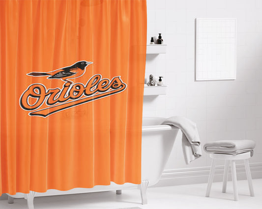 Personalized Mlb Baltimore Orioles Logo Shower Curtain Farmhouse Bathroom Decor