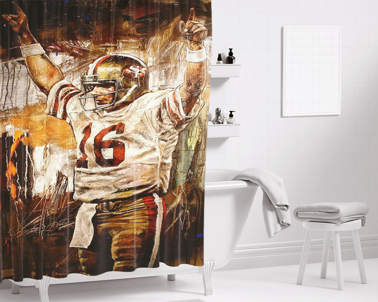 Montana 16 Nfl Football Bathroom Shower Curtain Fabric Waterproof | 66 X 72 Inch