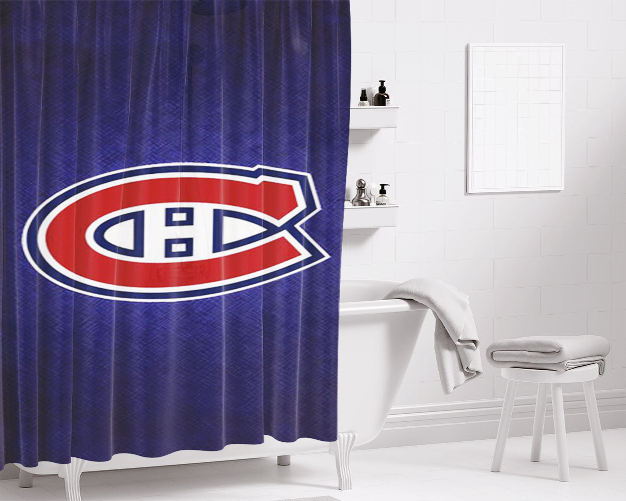 Montreal Canadiens Blue Bathroom Shower Curtain Fabric Waterproof | 66 X 72 Inch