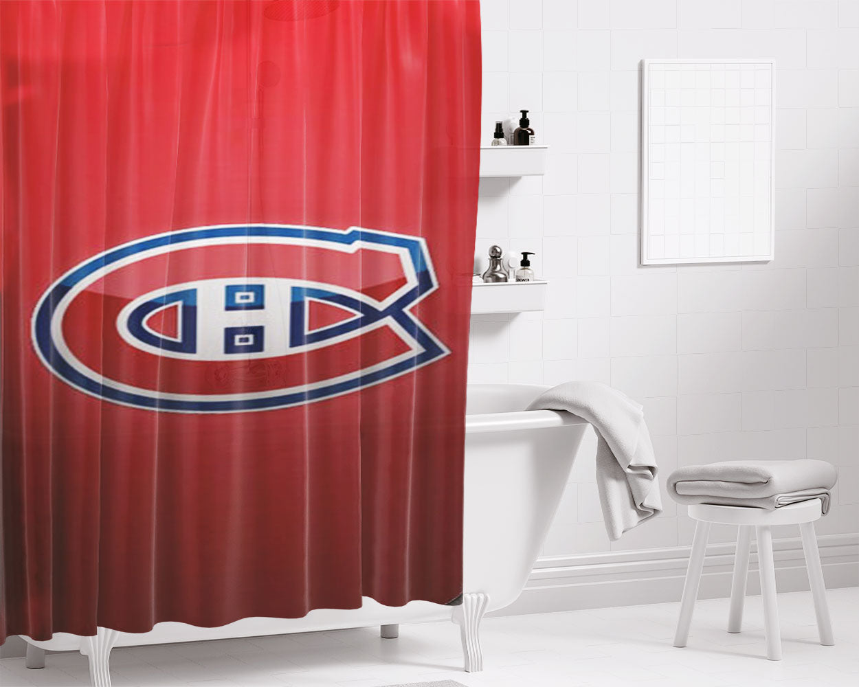 Montreal Canadiens Logo Bathroom Shower Curtain Fabric Waterproof | 66 X 72 Inch