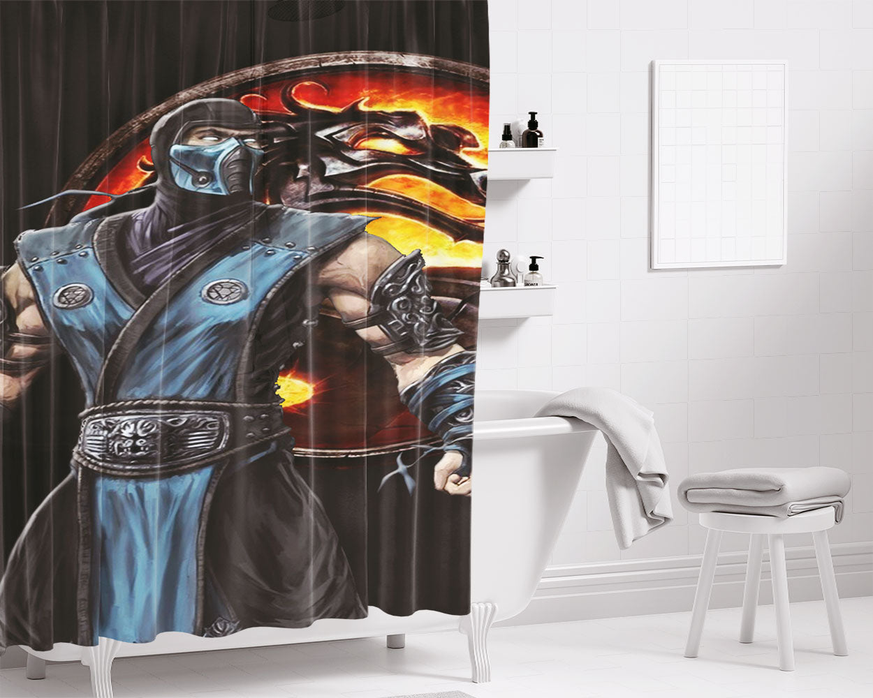 Mortal Kombat Sub Zero D Bathroom Shower Curtain Fabric Waterproof | 66 X 72 Inch