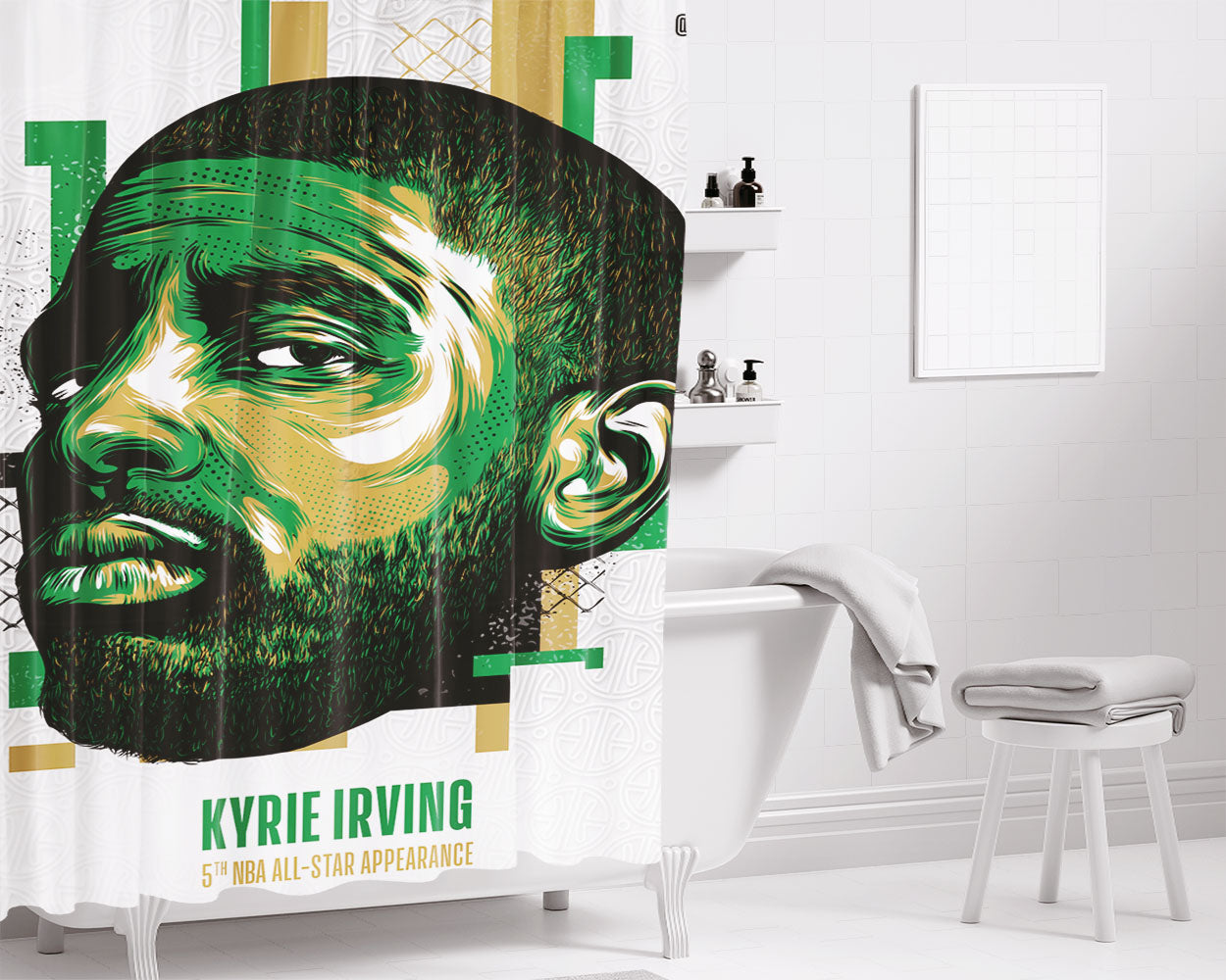 Nba All Star Kyrie Irving Bathroom Shower Curtain Fabric Waterproof | 66 X 72 Inch
