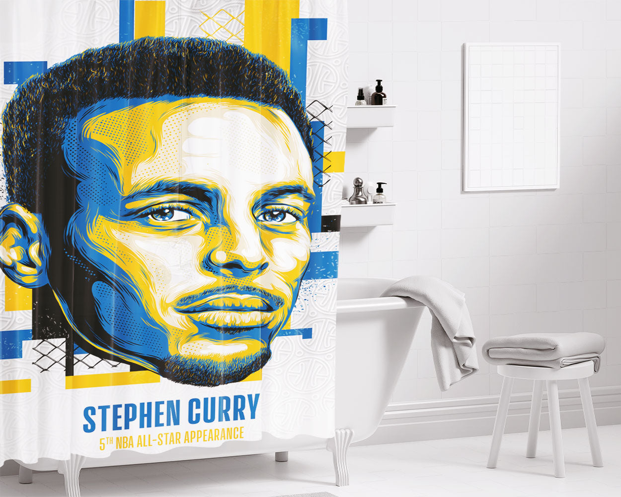 Nba All Star Stephen Curry Bathroom Shower Curtain Fabric Waterproof | 66 X 72 Inch