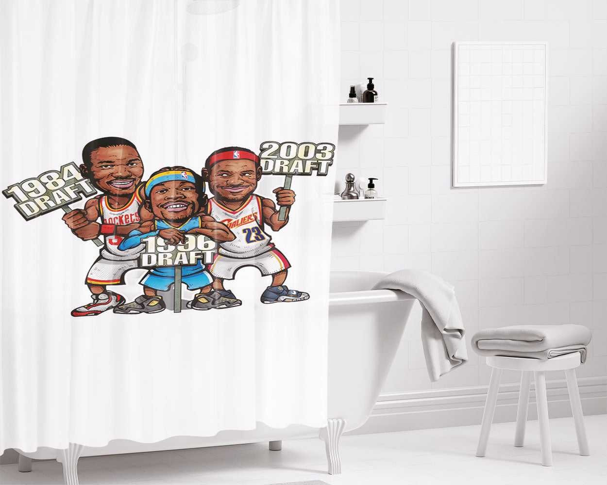 Nba Draft Basketball L Bathroom Shower Curtain Fabric Waterproof | 66 X 72 Inch