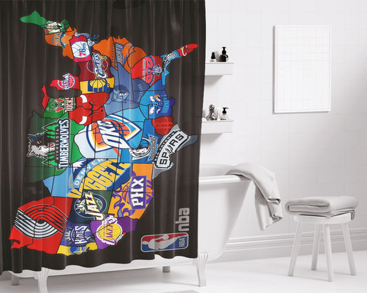 Personalized Nba Usa Collages Team Shower Curtain Farmhouse Bathroom Decor