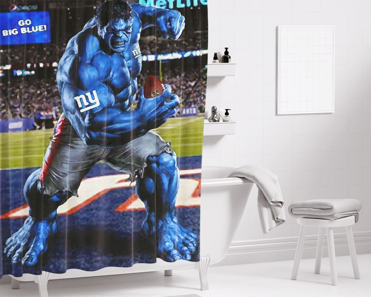 New York Giants Hulk Bathroom Shower Curtain Fabric Waterproof | 66 X 72 Inch
