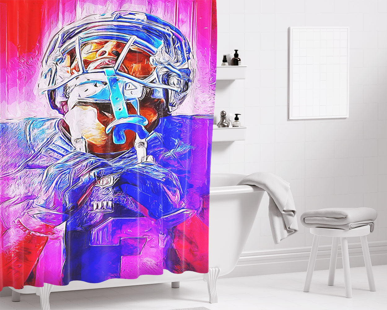 New York Giants Odell Beckham Jr Bathroom Shower Curtain Fabric Waterproof | 66 X 72 Inch