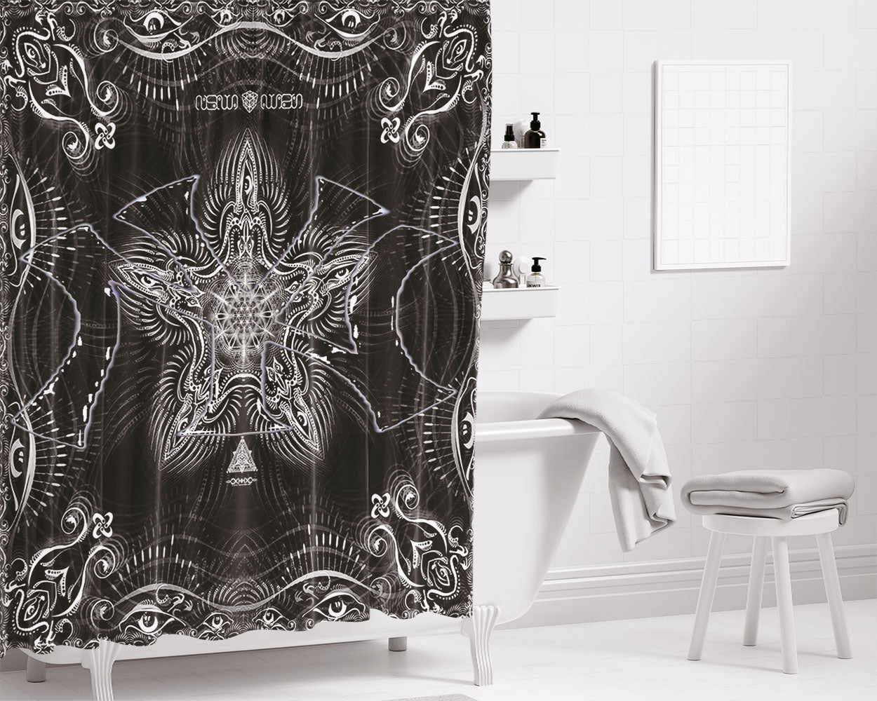 New York Yankees 3 Bathroom Shower Curtain Fabric Waterproof | 66 X 72 Inch