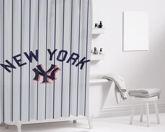 Personalized New York Yankees Jersey Shower Curtain Farmhouse Bathroom Decor