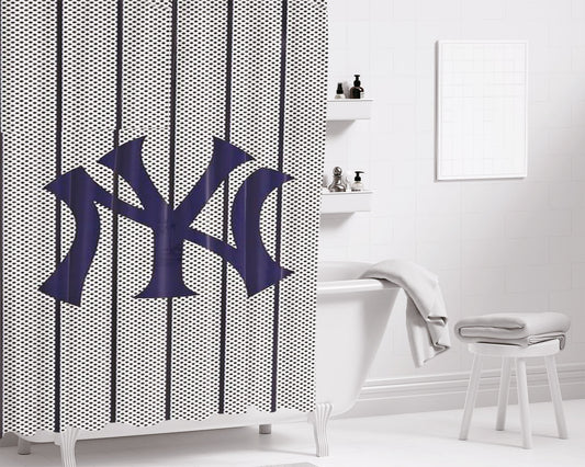 Personalized New York Yankees New Logo Shower Curtain Farmhouse Bathroom Decor