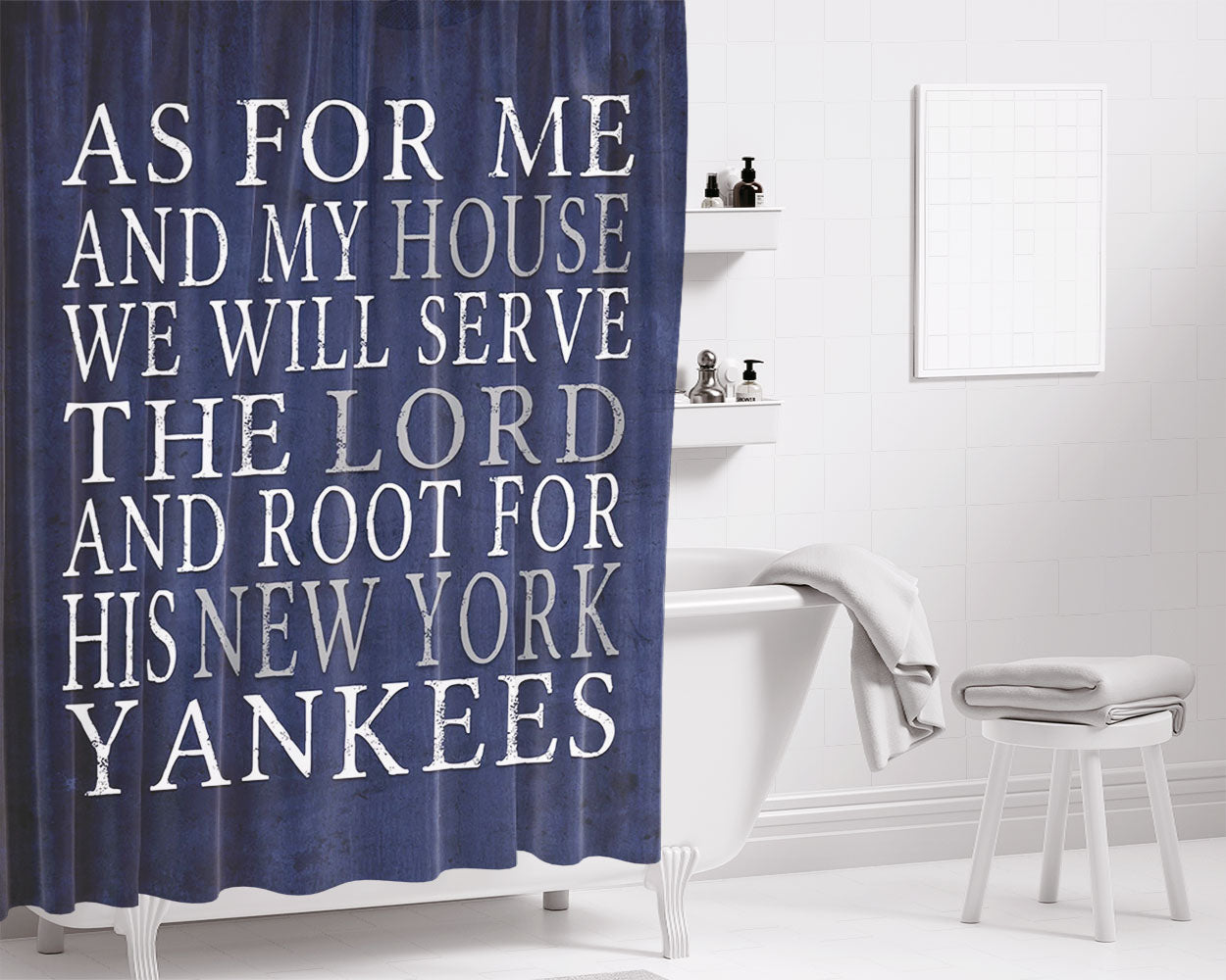 New York Yankees Quotes Bathroom Shower Curtain Fabric Waterproof | 66 X 72 Inch