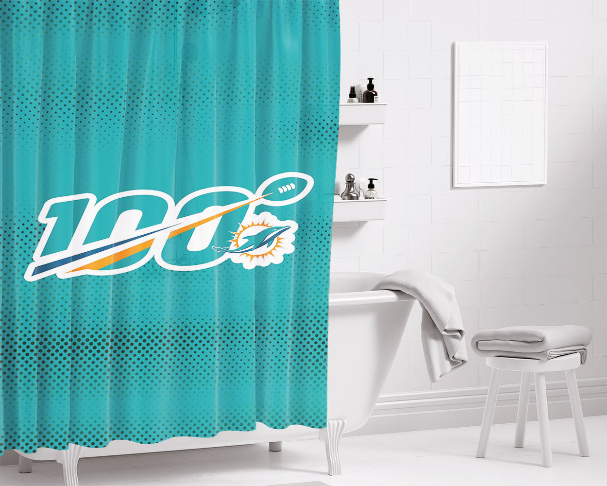 Nfl 100Th Los Angeles Rams Wallpapers Bathroom Shower Curtain Fabric Waterproof | 66 X 72 Inch