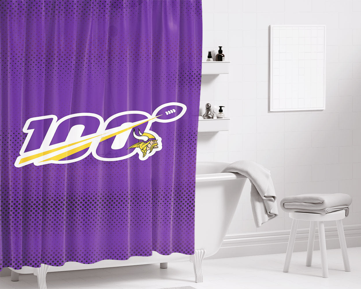 Nfl 100Th Miami Dolphins Wallpapers Bathroom Shower Curtain Fabric Waterproof | 66 X 72 Inch