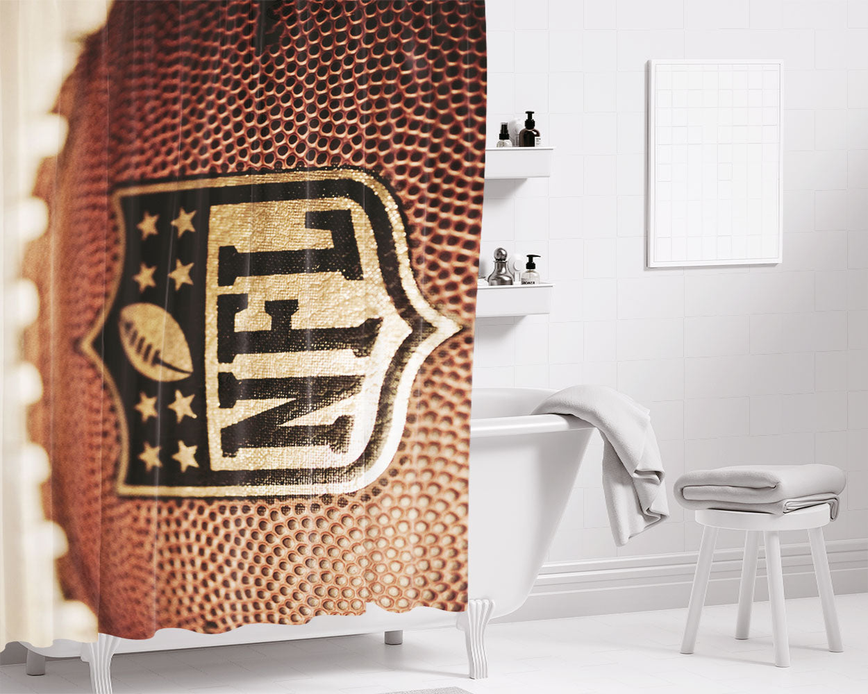 Nfl Football Bathroom Shower Curtain Fabric Waterproof | 66 X 72 Inch