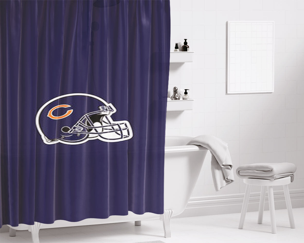 Nfl Helmet Bathroom Shower Curtain Fabric Waterproof | 66 X 72 Inch