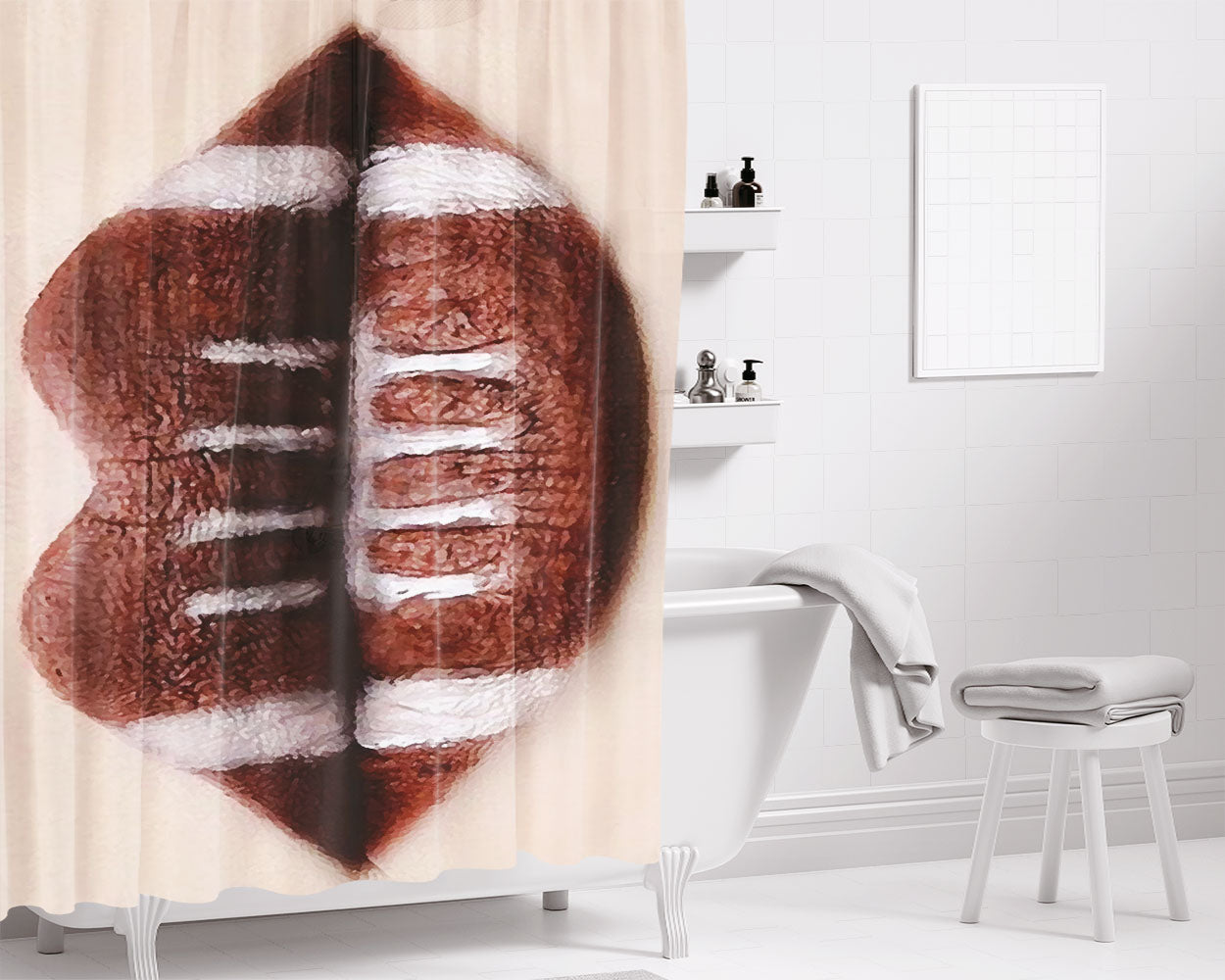Nfl Makeup Lips Bathroom Shower Curtain Fabric Waterproof | 66 X 72 Inch