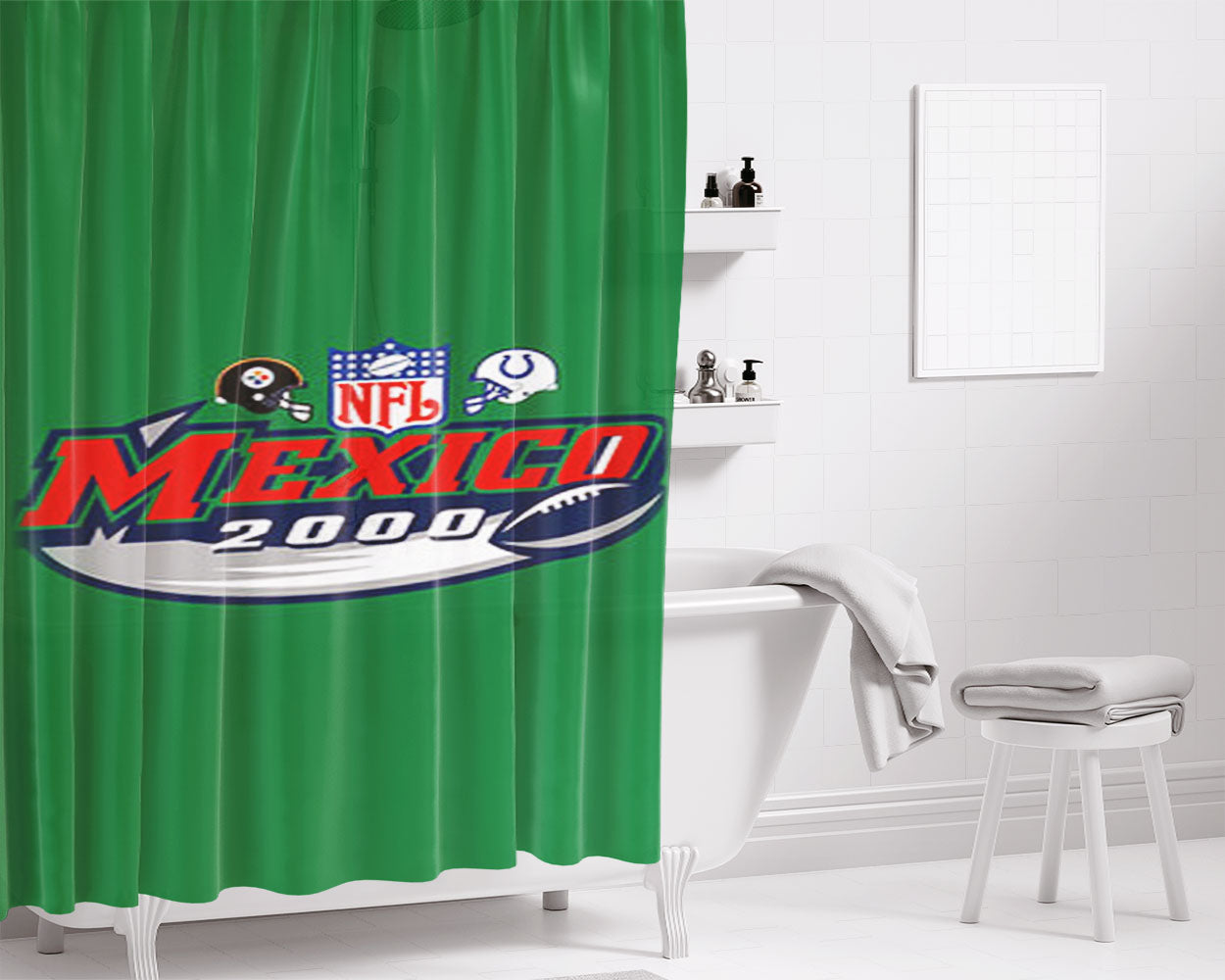 Nfl Mexico 2000 Green Bathroom Shower Curtain Fabric Waterproof | 66 X 72 Inch