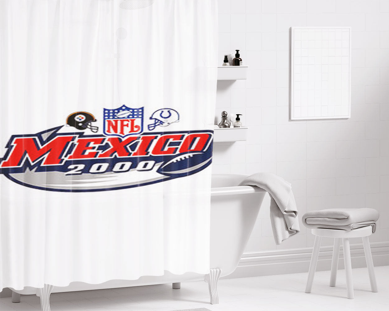 Nfl Mexico 2000 Bathroom Shower Curtain Fabric Waterproof | 66 X 72 Inch